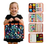 TUNJILOOL Montessori Busy Board - Libro de Actividades sensoriales 8-en-1 con páginas Desmontables, Ideal para Viajes, Desarrollo de destrezas motoras Finas y educación Preescolar