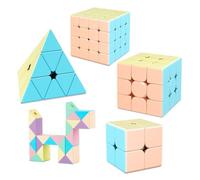 TUNJILOOL Set de Cubos de Velocidad 2x2 3x3 4x4 Mágico de Serpiente y Pirámide - Fácil Rotación y Juego Suave para Principiantes y Profesionales (Macaron)