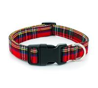 Tunkoo Collar de perro a cuadros de Navidad, bonito collar rojo ajustable para perros machos y hembras, collar de perro con hebilla de plástico fuerte, para mascotas pequeñas, medianas y grandes, S