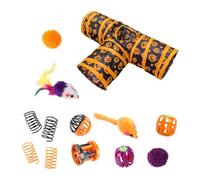 Tunnel pour Chat d'Halloween - Ensemble de jouets à 3 voies, Canal interactif | Jouets amusants Bell Ball pour chaton, Ensemble de jouets Halloween, Parfait pour Les Chats actifs, décoration d'i