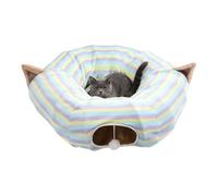 Tunnels Indoor Cats, Washable Cave Foldable Cat Play Houses, 31.5 Inches Colorful Stripes Tunnel with Soft Velvet, PP, Cotton, Interactive Pet Toy, for Kitten Halloween Birthday Christmas Indoor Fun