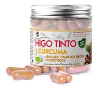 Tuno Canarias HIGO TINTO Bio + PROBIÓTICOS + Cúrcuma con Jengibre y Pimienta Negra - con Curcumina y Piperina - 90 Cápsulas - Antiinflamatorio Natural - Fórmula Avanzada - Certificación Ecológica
