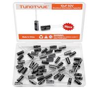 TUNOTYUE 50 Piezas 10uF 50V Condensador Electrolitico, Condensadores Electrolíticos de Aluminio, para TV, Monitor LCD, Radio, Estéreo, Juego
