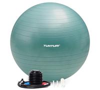 Tunturi Bola de fitness Anti Burst con Bomba - Bola de Yoga de 90 cm - Bola de Pilates - Bola de Embarazamiento - 220 kg de peso - Aplicación de entrenamiento Incl - Petrol