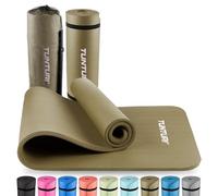 Tunturi Esterilla gruesa NBR de 15 mm, antideslizante, con bolsa de transporte, para yoga y pilates, 180 x 60 x 1,5 cm, especialmente cómoda, color verde militar