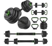 Tunturi Juego de mancuernas y mancuernas de vinilo, 20 kg, barra con pesas, juego de mancuernas, cierre de rosca de 30 mm, mango antideslizante