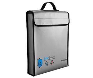 TuoBak's Bolsa ignífuga para documentos, gran capacidad, con revestimiento de silicona sólida, soporte ignífugo para documentos de 15.8 x 12.6 x 3.1 pulgadas con cierre de cremallera para documentos y