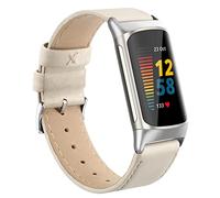 Tuocal Correa de piel auténtica compatible con Fitbit Charge 6 y 5, correa de repuesto de cuero suave y transpirable para mujeres y hombres, tamaños pequeños y grandes, Large Size: 5.7" - 8.5", Ágata