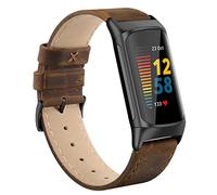 Tuocal Correa de piel auténtica compatible con Fitbit Charge 6 y 5, correa de repuesto de cuero suave y transpirable para mujeres y hombres, tamaños pequeños y grandes, Large Size: 5.7" - 8.5", Ágata