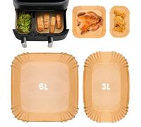 Tuocal - Papel de cocina para Philips Airfryer serie 3000, 120 piezas de papel para hornear para Philips Accesorios Dual Basket Airfryer 9 litros NA350/00 plato para aire freidora (60 unidades 6L + 60