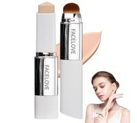 TUODAW Base de maquillaje Facelove 2 en 1 con pincel, base de maquillaje multifuncional, duradera y ligera, con SPF 15 para un maquillaje opaco para un brillo natural (color natural)