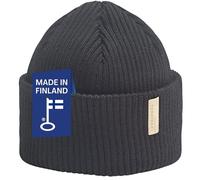 TUOHIMÄKI Fisherman Beanie - Gorro de pescador para hombre y mujer, 100 % lana merino, gorro de punto corto y ajustado, fabricado en Finlandia, color negro