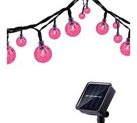 Tuokay 6M Cadena de Luces Solares 8 Modos Impermeables 30 LED Guirnalda de Energía Solar para Árbol, Patio, Jardín, Terraza y Todas las Decoraciones con Diseño de Bolas de Cristal (Rosa)
