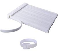 Tuokay Ataduras de Cable Reutilizables, 100 Pcs Gancho y Bucle Correas, Cable Correas Set, Cable Ties Ajustables, Gancho Bucle Correas, Cable Organizador (150 * 12MM, Blanco)
