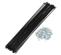 TUOKLNC Paquete de 36 radios de bicicleta de 12 G, kit de radios de rueda de acero al carbono de 185 mm para reparación de bicicletas, color negro (268 mm)