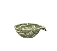 TUOKLNC Plato de cerámica de estilo japonés retro, diseño de hoja de plátano en relieve, cuenco de ensalada y arroz - Plato de frutas y verduras inspirado en Wabi-Sabi (G)