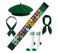 TUOKLNC Scouts & Guides - Conjunto de uniforme para adolescentes y adultos | Kit completo con boina verde, banda de insignia, pañuelo, cinturón y calcetines | Uniforme oficial de guía de estilo (traje