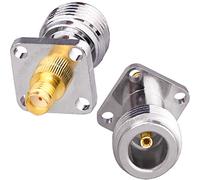 TUOLNK 2 Piezas N Hembra a SMA Hembra Montaje en Panel 4 Orificios 17,5 mm N a SMA Conector coaxial Tipo de chasis para Antenas RF/Radios WiFi Adaptador coaxial RF Panel de Brida