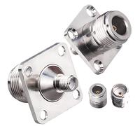 TUOLNK 2 Piezas N Hembra a SMA Hembra Montaje en Panel de 4 Orificios Conector de 17,5 mm Conector SMA Tipo de chasis Adaptador coaxial N a SMA Adaptador de Brida de 4 Orificios