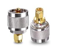 TUOLNK Adaptador SMA-PL259, 2 Piezas, Cobre Puro, Chapado en níquel, 50 Ω, Baja pérdida, Oro y Plata