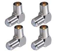 TUOLNK Antena de TV Macho a F Hembra Conector Coaxial de Antena de TV de 90 Grados Enchufe Macho de TV a Hembra F Adaptador de Antena de ángulo Recto para Cable aéreo Cable satelital 4 Piezas