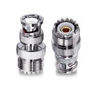 TUOLNK BNC Macho a UHF PL259 Hembra Adaptador Coaxial RF SO239 Hembra Jack a BNC Macho Conector Coaxial para Cable de extensión 2 uds