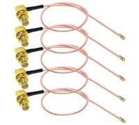 TUOLNK Cable coaxial RP-SMA a U.FL UFL IPX a RP SMA Cable coaxial de baja pérdida en ángulo recto hembra para enrutador Wifi Cable de extensión Mini PCI de 12 pulgadas (30 cm) Paquete de 5