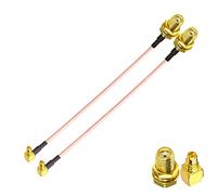TUOLNK Cable coaxial SMA a MMCX SMA hembra a MMCX macho Cable coaxial RF de ángulo recto 4 pulgadas (10 cm) MMCX a SMA RG316 Cable coaxial de antena 2 uds