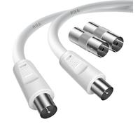 TUOLNK Cable de antena TV macho a macho de 1m (3,3FT) con 2 conector antena tv hembra a hembra para Freeview, televisión digital y Sky Box