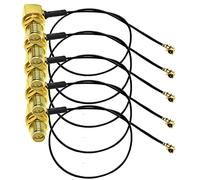 TUOLNK Cable de extensión de codo IPX a RP SMA U.FL IPX a RP-SMA Cable flexible de antena WiFi de ángulo recto hembra 1.13 mm Cable de extensión de 12 pulgadas (30 cm) Paquete de 5