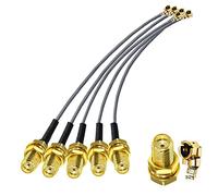TUOLNK Cable IPX a SMA SMA Hembra a IPEX UFL Hembra RF WiFi Pigtail Cable gris para tarjeta de red Cable coaxial coaxial de 1,13 mm Baja pérdida 6 pulgadas (15 cm) Paquete de 5
