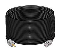 TUOLNK Cable UHF PL259 RG58 65.6ft (20M) PL259 SO239 Cable de extensión macho a hembra Cable coaxial CB de baja pérdida Negro para radio bidireccional Radio CB Dispositivos LAN inalámbricos