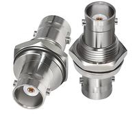 TUOLNK Conector de mamparo BNC Hembra BNC Hembra a BNC Hembra Adaptador coaxial de Montaje en Panel para cámara de Seguridad CCTV 2 uds