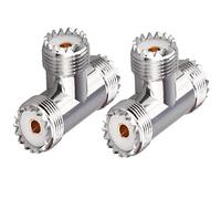 TUOLNK Conector en T Triple UHF Hembra a Doble UHF Hembra Adaptador coaxial Divisor de 3 vías PL259 SO239 Adaptador en Forma de T para Antena de radioaficionado CB 2 Unidades