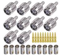 TUOLNK Conector macho TNC Conector de crimpado de enchufe macho TNC para cable coaxial RG58 RG142 conector de soldadura tipo TNC, paquete de 10
