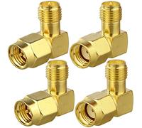 TUOLNK Conector SMA Macho a Hembra SMA de 90 Grados Kit de Conector SMA Ángulo Recto para Antena 2G / 3G / 4G LTE/Cable de extensión Conector SMA Chapado en Oro de 90 Grados Juego de 4 Tipos
