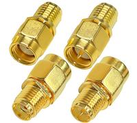 TUOLNK Kit de Conector coaxial SMA SMA/RP-SMA Macho a RP-SMA/SMA Hembra Adaptador coaxial RF para Cable de extensión de Radio enrutador SMA convertidor Macho a Hembra Paquete de 4