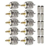 TUOLNK Paquete de 10 conectores UHF PL259 Adaptador coaxial de crimpado de enchufe macho SO239 PL-259 Conector RF para RG58 RG214 Compatible con antena de radio CB Ham