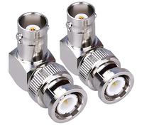 TUOLNK Paquete de 2 adaptadores de codo BNC macho a BNC hembra Adaptador coaxial RF de 90 grados para cámaras de seguridad/Cable de extensión Conector BNC en ángulo recto