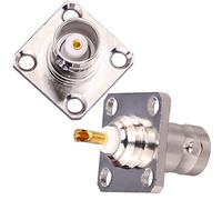 TUOLNK - Paquete de 2 BNC Hembra de 4 Orificios, Panel de Brida, Montaje en chasis, Conector de Soldadura coaxial, convertidor de Adaptador coaxial RF para Cable coaxial/Dispositivos LAN inalámbricos
