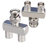 TUOLNK Paquete de 2 conectores BNC macho a doble BNC hembra de 3 vías RF coaxial adaptador divisor en Y para cable coaxial/cámara de seguridad