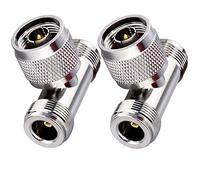 TUOLNK Paquete de 2 Conectores Tipo N Macho a Doble 2 Tipo N Hembra Conector Triple en T Adaptador coaxial Tipo N Divisor de 3 vías en Forma de T para Cable de extensión Tipo T Triple