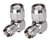 TUOLNK Paquete de 2 Conectores TNC Macho a TNC Hembra en ángulo Recto Adaptador coaxial de 90 Grados Conector Tipo L TNC Adaptador coaxial de Antena RF