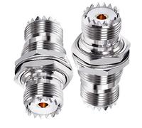 TUOLNK PL-259 Conector de mamparo UHF Hembra a UHF Hembra Adaptador coaxial SO239 a SO239 Tuerca mamparo Panel Adaptador coaxial para Radio CB 2 uds
