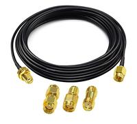 TUOLNK RG174 Cable coaxial SMA SMA macho a SMA hembra Cable coaxial RF 16.4FT (5M) + 3 PCS Juego de adaptadores SMA 3G 4G LTE Antena WiFi LAN inalámbrica Cable coaxial de baja pérdida Radio CB