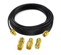 TUOLNK RG174 Cable coaxial SMA SMA macho a SMA hembra Cable coaxial RF 32.8FT (10M) + 3 PCS Juego de adaptadores SMA 3G 4G LTE Antena WiFi LAN inalámbrica Cable coaxial de baja pérdida Radio CB