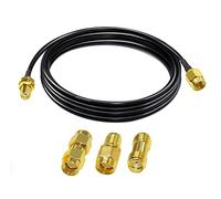 TUOLNK RG174 Cable coaxial SMA SMA macho a SMA hembra Cable coaxial RF 6.6FT (2M) + 3 PCS Juego de adaptadores SMA 3G 4G LTE Antena WiFi LAN inalámbrica Cable coaxial de baja pérdida Radio CB