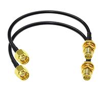 TUOLNK RP-SMA Cable coaxial RG58 RP SMA Macho a RP SMA Hembra 50 ohmios Cable de extensión de antena Wifi 12 pulgadas (30 cm) Polaridad inversa SMA Cable flexible Paquete de 2