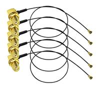 TUOLNK SMA a U.fl Cable coaxial IPX SMA Hembra en ángulo recto a IPX UFL MHF4 RF Pigtail Cable de extensión de antena WiFi 0.81mm IPX SMA Pigtail Coaxial 12 pulgadas (30cm) Paquete de 5