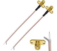 TUOLNK SMA Brida a PCB Cable flexible de soldadura SMA Hembra Montaje en panel de 2 orificios a PCB Soldadura Cable de extensión de antena Wifi RG316 6 pulgadas (15 cm) Paquete de 2